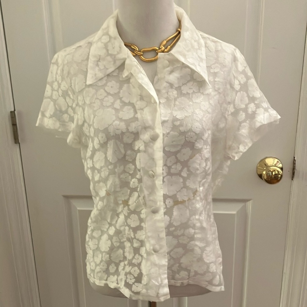 The Limited White Floral Button Down Shirt Sz M